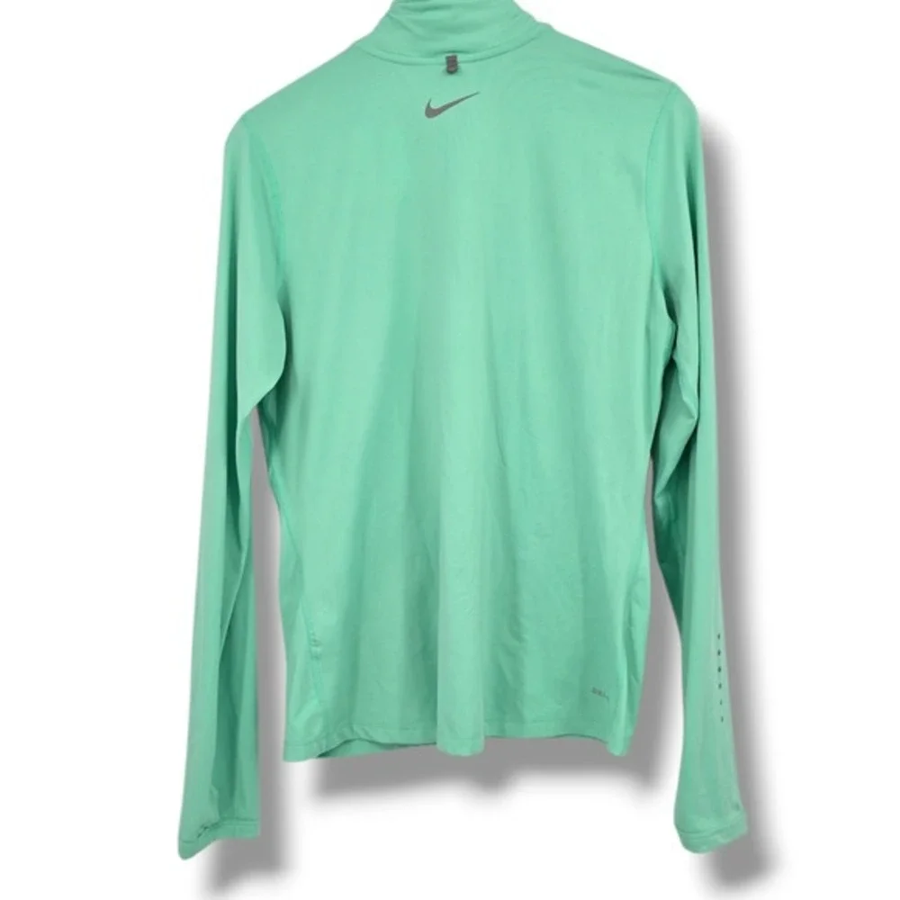 Nike Running Dri-FIT Womens Quarter Zip Pullover Mint Green Large Striped Swoosh - Picture 2 of 13